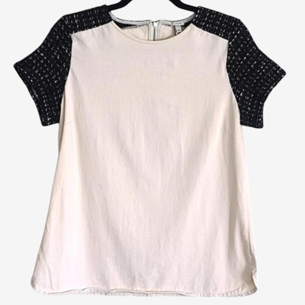J. Crew Shirt Tweed Sleeves Cream Size Medium Minimalism